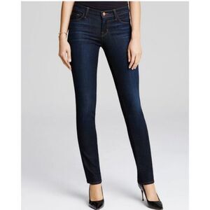 j brand dark wash mid rise straight leg jeans